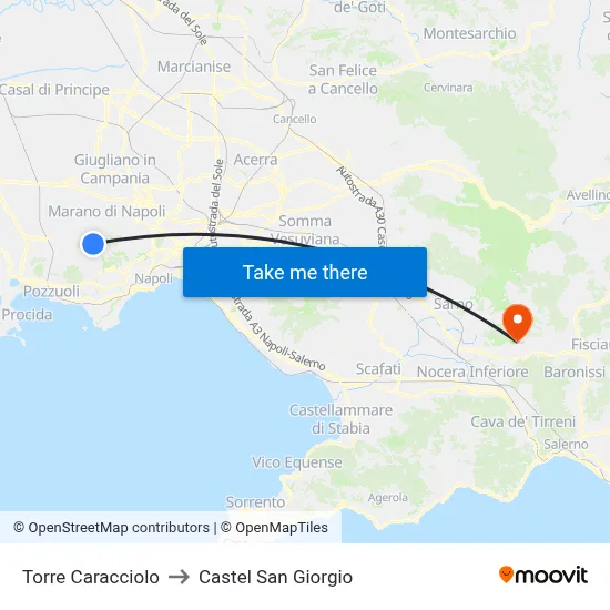 Caracciolo Tower to Castel San Giorgio map
