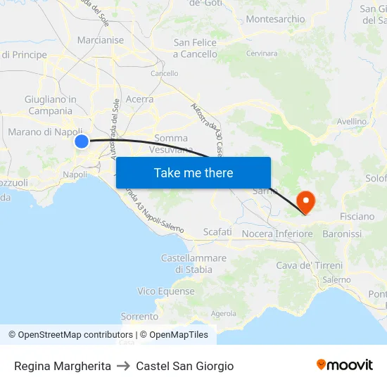 Queen Margherita to Castel San Giorgio map