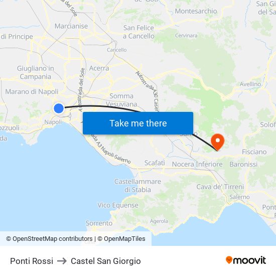 Ponti Rossi to Castel San Giorgio map