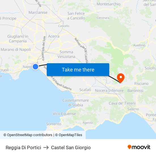 Reggia Di Portici to Castel San Giorgio map