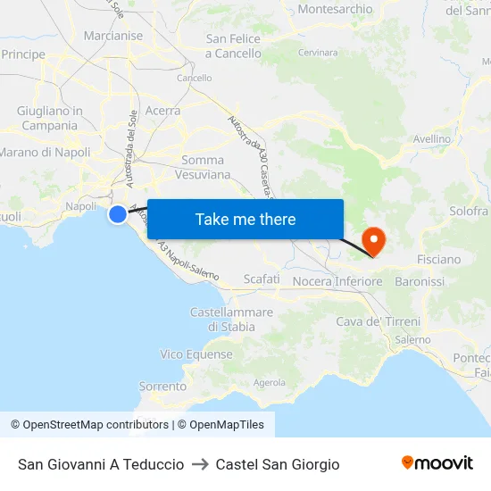 San Giovanni A Teduccio to Castel San Giorgio map