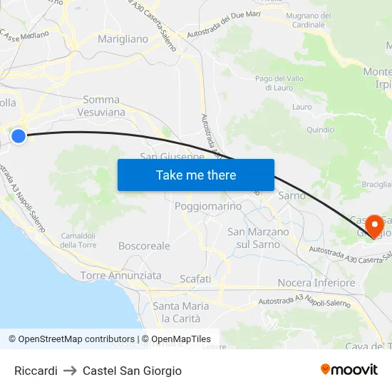 Riccardi to Castel San Giorgio map