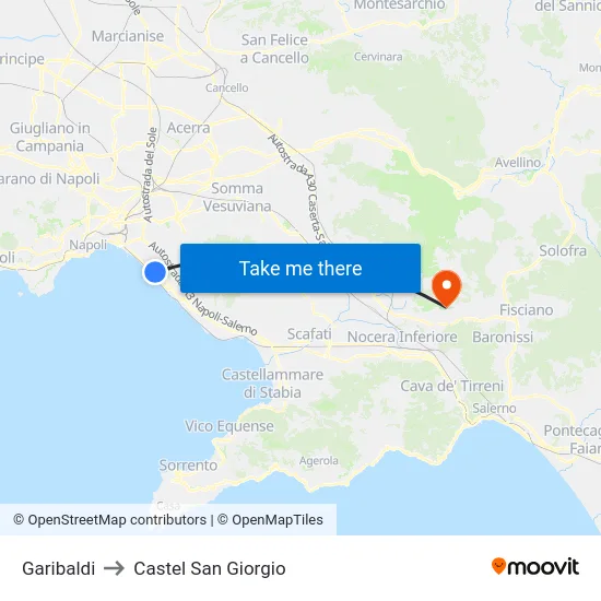 Garibaldi to Castel San Giorgio map