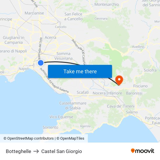Botteghelle to Castel San Giorgio map