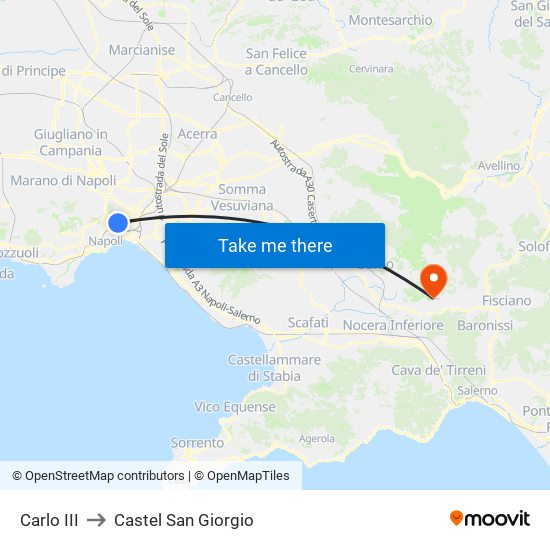 Carlo III to Castel San Giorgio map