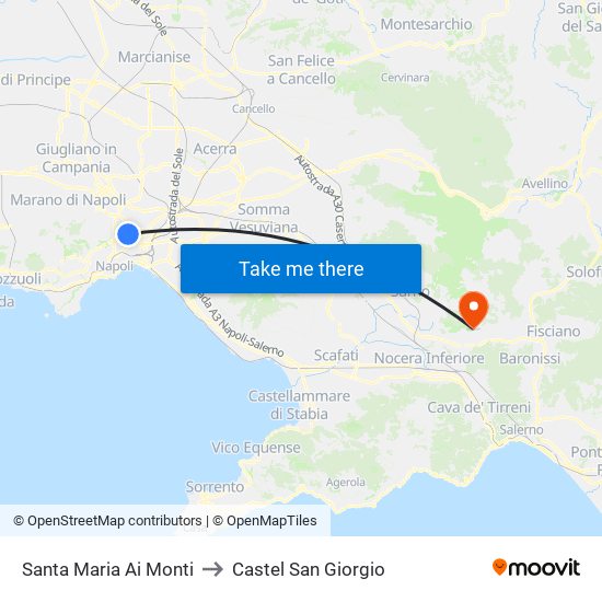 Santa Maria Ai Monti to Castel San Giorgio map