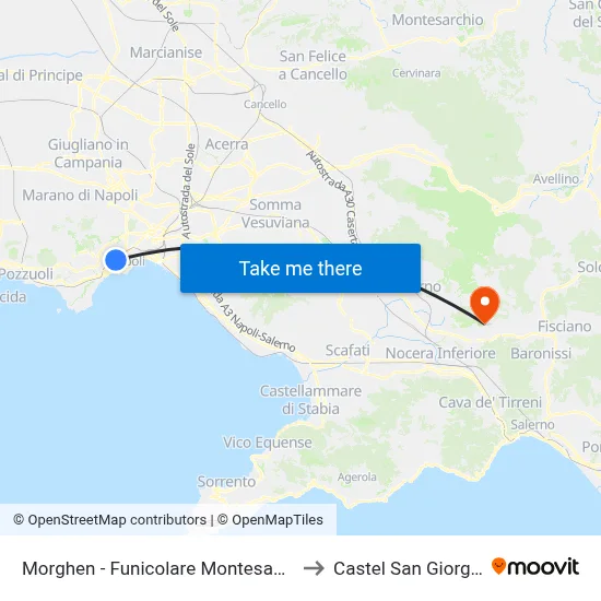Morghen - Montesanto Funicular to Castel San Giorgio map