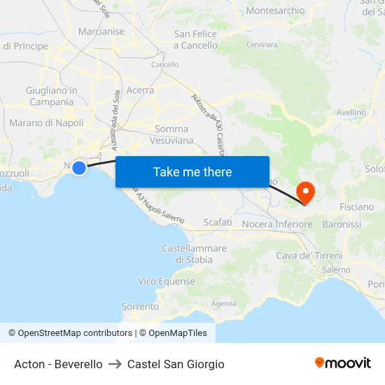 Acton - Beverello to Castel San Giorgio map
