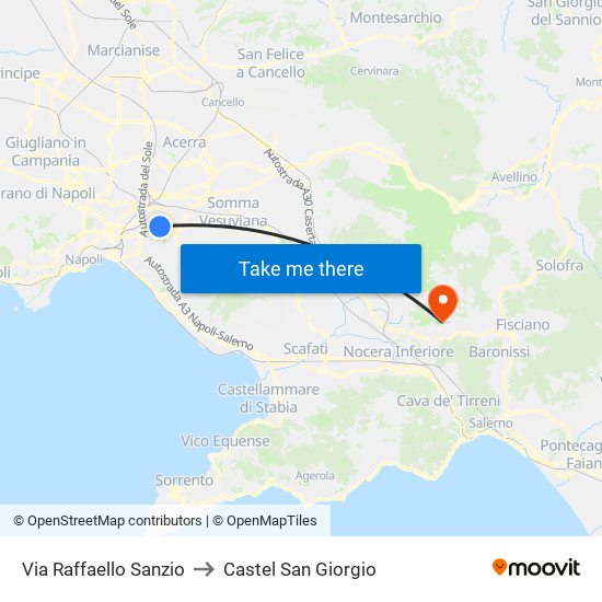 Via Raffaello Sanzio to Castel San Giorgio map