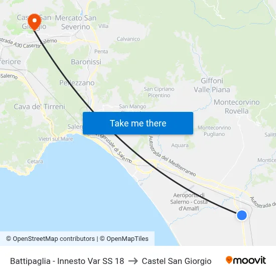 Battipaglia - Junction Var SS 18 to Castel San Giorgio map