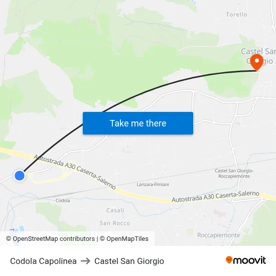 Codola Terminal to Castel San Giorgio map
