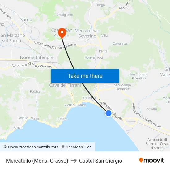 Mercatello (Monsignor Grasso) to Castel San Giorgio map