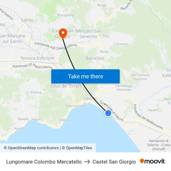 Colombo Seafront Mercatello to Castel San Giorgio map