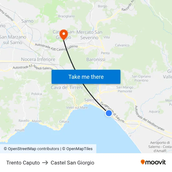 Trento Caputo to Castel San Giorgio map