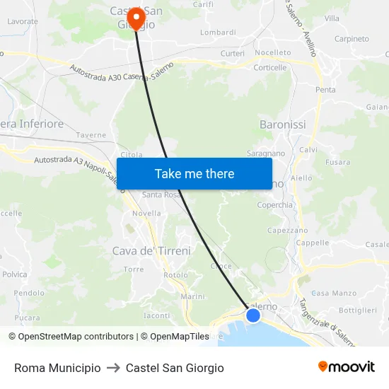 Rome Municipality to Castel San Giorgio map