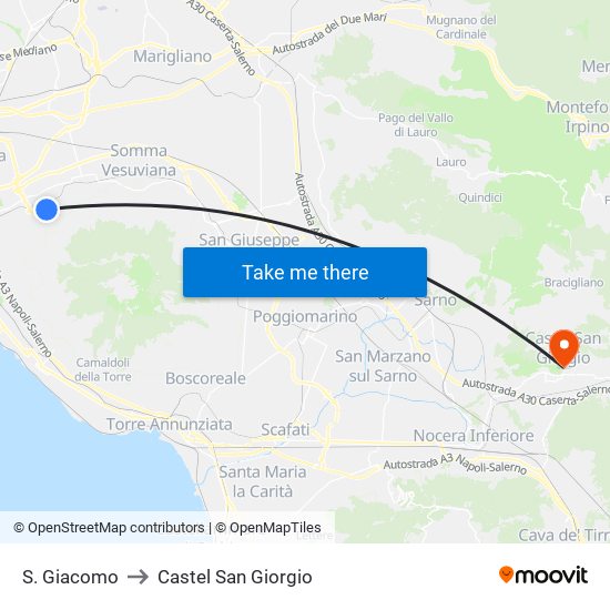 S. Giacomo to Castel San Giorgio map