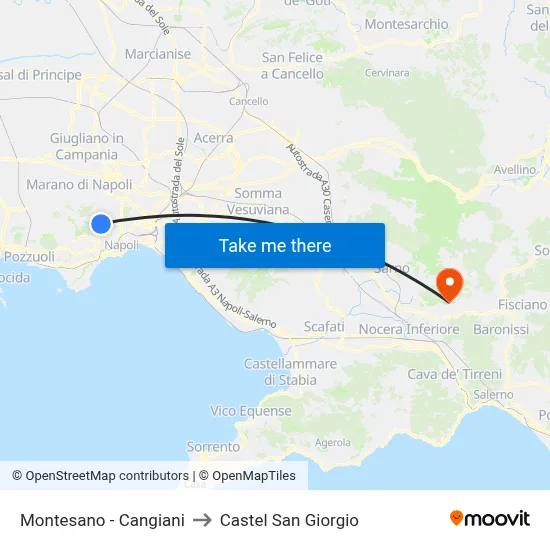 Montesano - Cangiani to Castel San Giorgio map