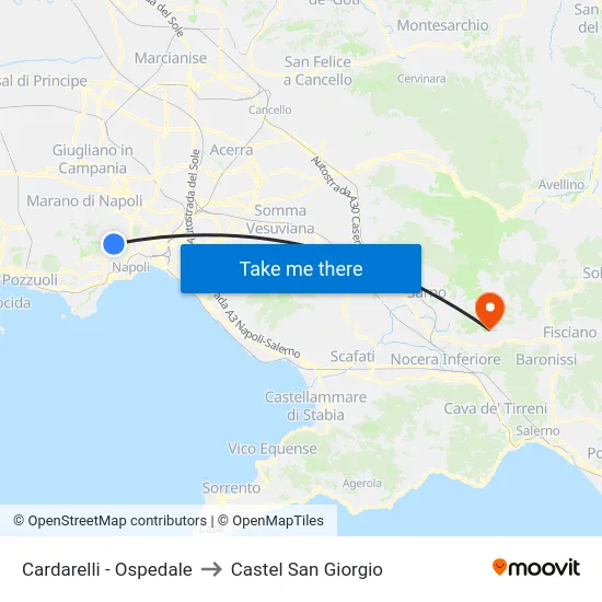 Cardarelli - Ospedale to Castel San Giorgio map