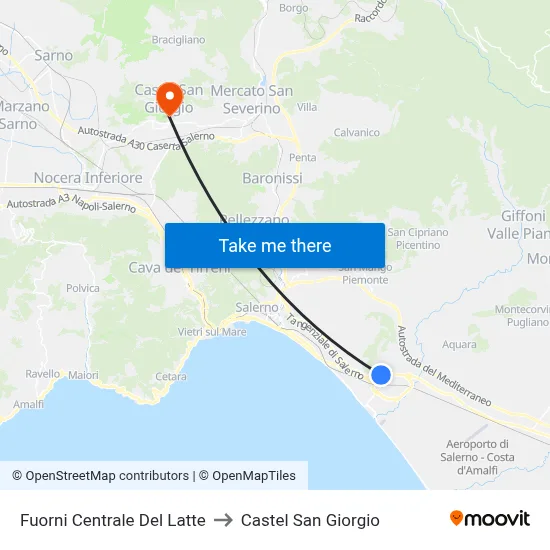 Fuorni Milk Factory to Castel San Giorgio map