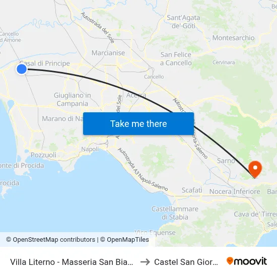 Villa Literno - Masseria San Biagio to Castel San Giorgio map