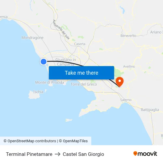 Pinetamare Terminal to Castel San Giorgio map