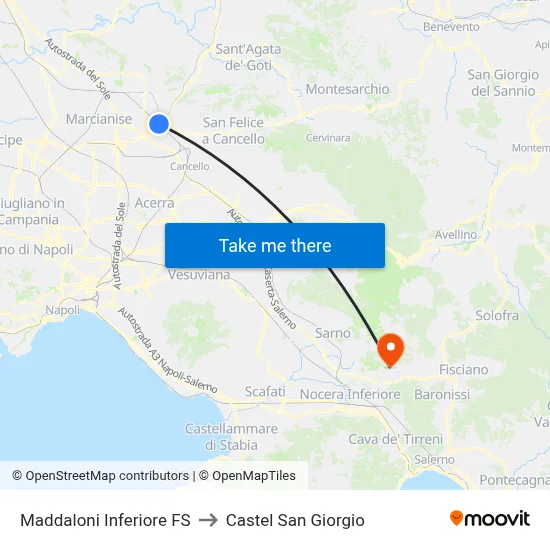 Maddaloni Lower Station to Castel San Giorgio map