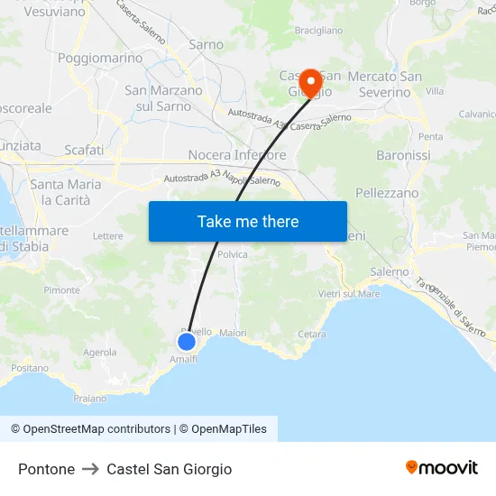 Pontone to Castel San Giorgio map