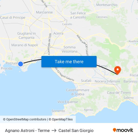 Agnano Astroni - Terme to Castel San Giorgio map