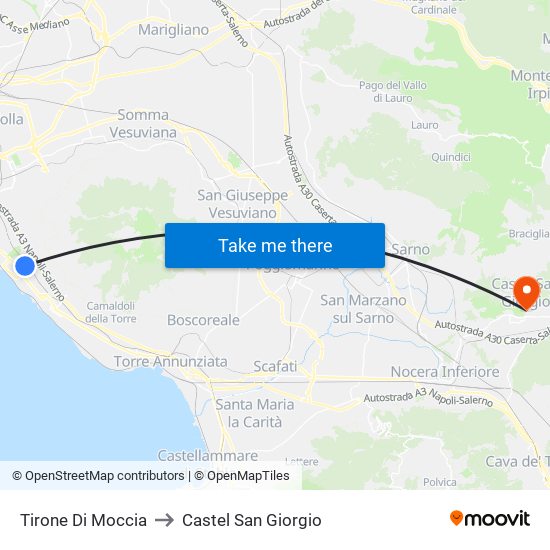 Tirone Di Moccia to Castel San Giorgio map