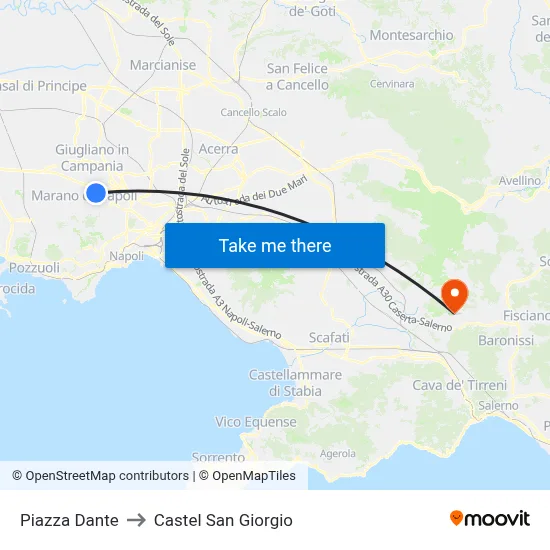 Dante Square to Castel San Giorgio map