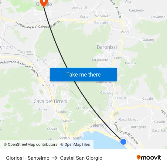 Gloriosi - Santelmo to Castel San Giorgio map