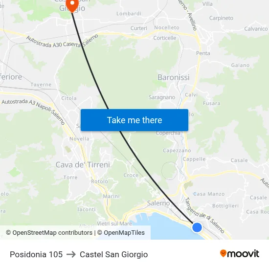 Posidonia 105 to Castel San Giorgio map
