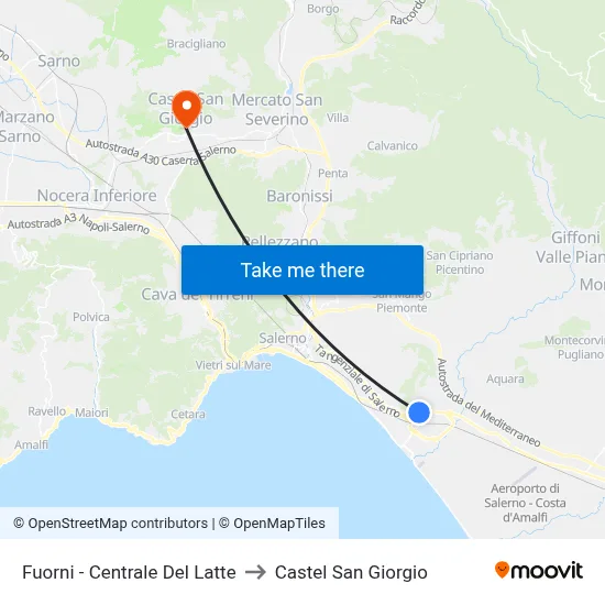 Fuorni - Milk Central to Castel San Giorgio map