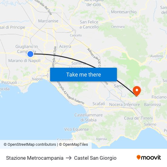 Stazione Metrocampania to Castel San Giorgio map