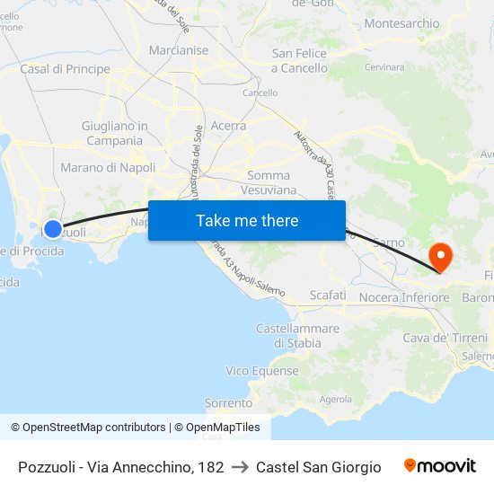 Pozzuoli - Via Annecchino, 182 to Castel San Giorgio map