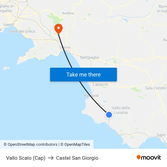Vallo Station (Terminal) to Castel San Giorgio map