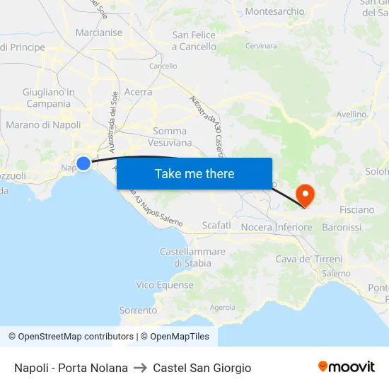 Naples - Porta Nolana to Castel San Giorgio map