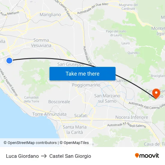 Luca Giordano to Castel San Giorgio map