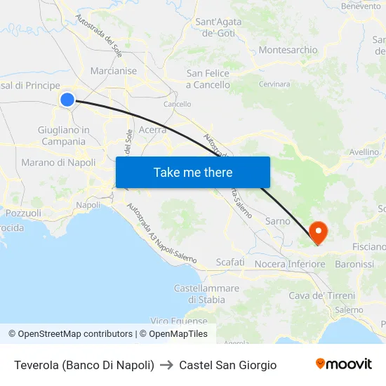 Teverola (Banco Di Napoli) to Castel San Giorgio map