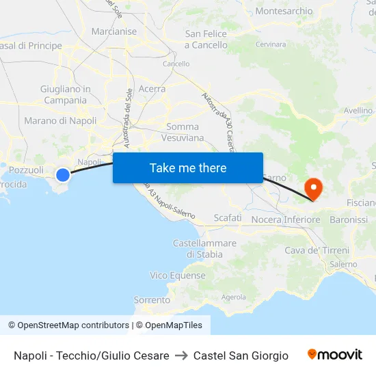 Naples - Tecchio/Julius Caesar to Castel San Giorgio map