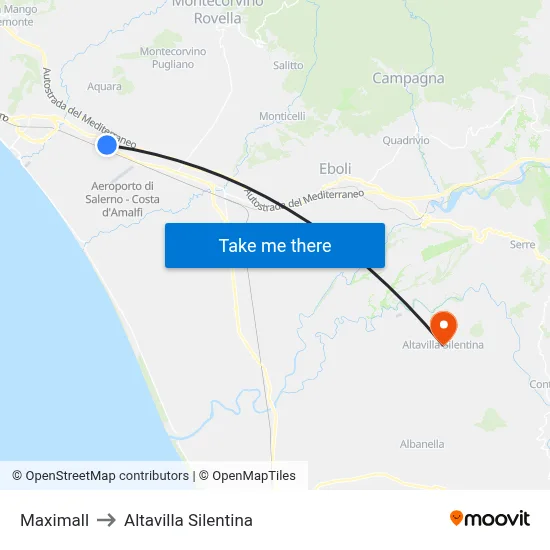 Maximall to Altavilla Silentina map