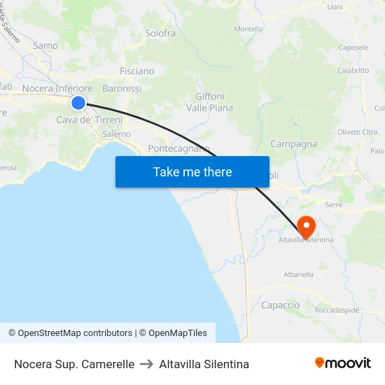 Nocera Sup. Camerelle to Altavilla Silentina map
