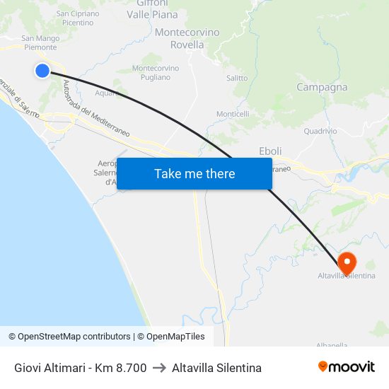 Giovi Altimari - Km 8.700 to Altavilla Silentina map