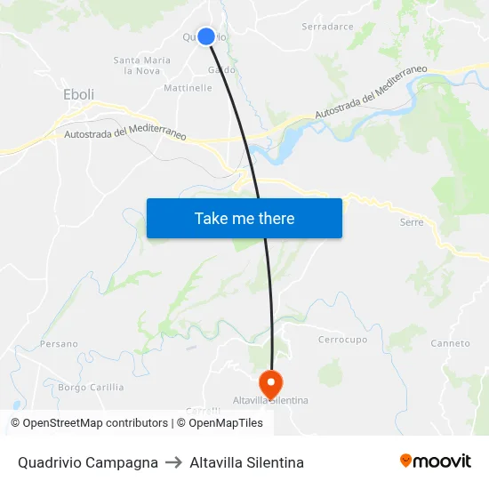 Campagna Crossroads to Altavilla Silentina map