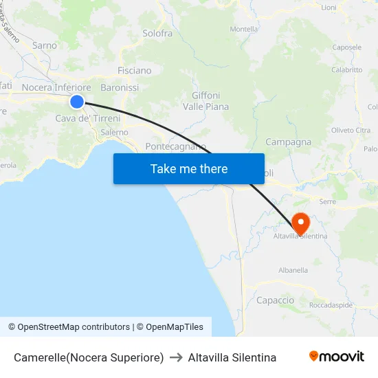 Camerelle (Nocera Superiore) to Altavilla Silentina map