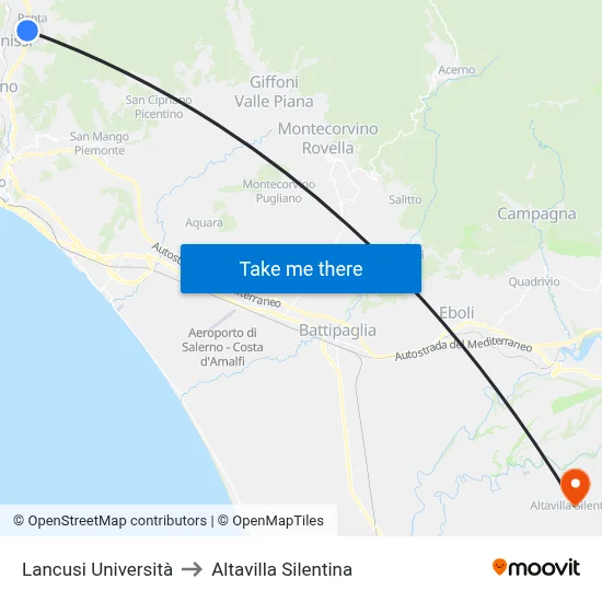 Lancusi University to Altavilla Silentina map