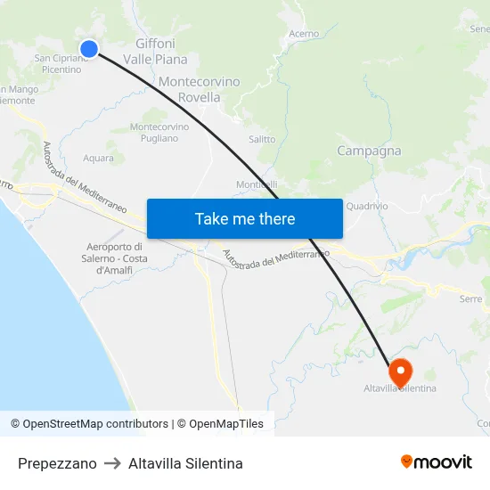Prepezzano to Altavilla Silentina map