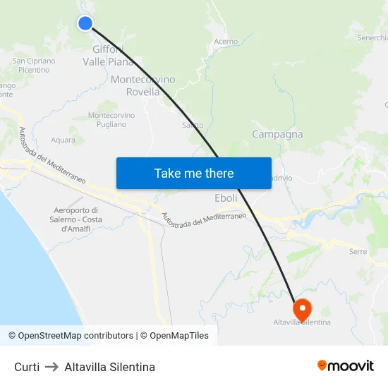 Curti to Altavilla Silentina map