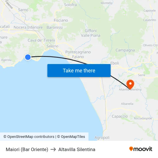 Maiori (Bar Oriente) to Altavilla Silentina map