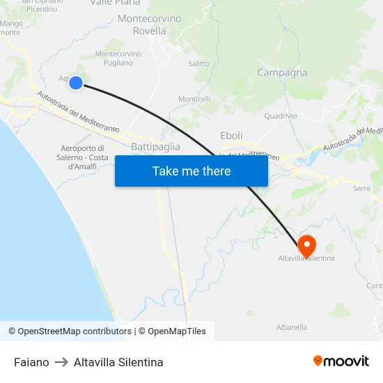 Faiano to Altavilla Silentina map